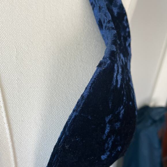 Windsor Y2K Plunge Mini Dress Velvet Fairy Dark Blue Whimsigoth Size Large - Picture 6 of 10